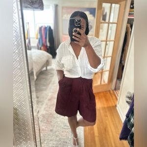 Lord & Taylor Deep Red Linen Skirt